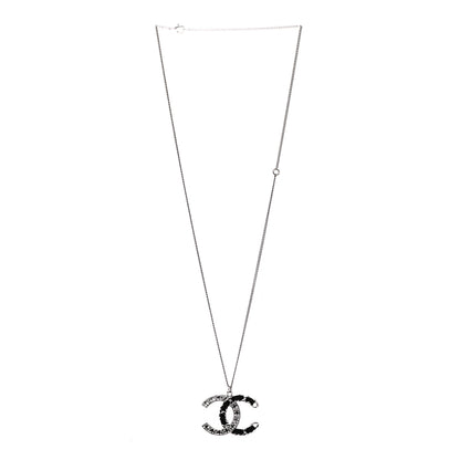 Chanel Lambskin Baguette Crystal CC Necklace Black Silver 3 of 7