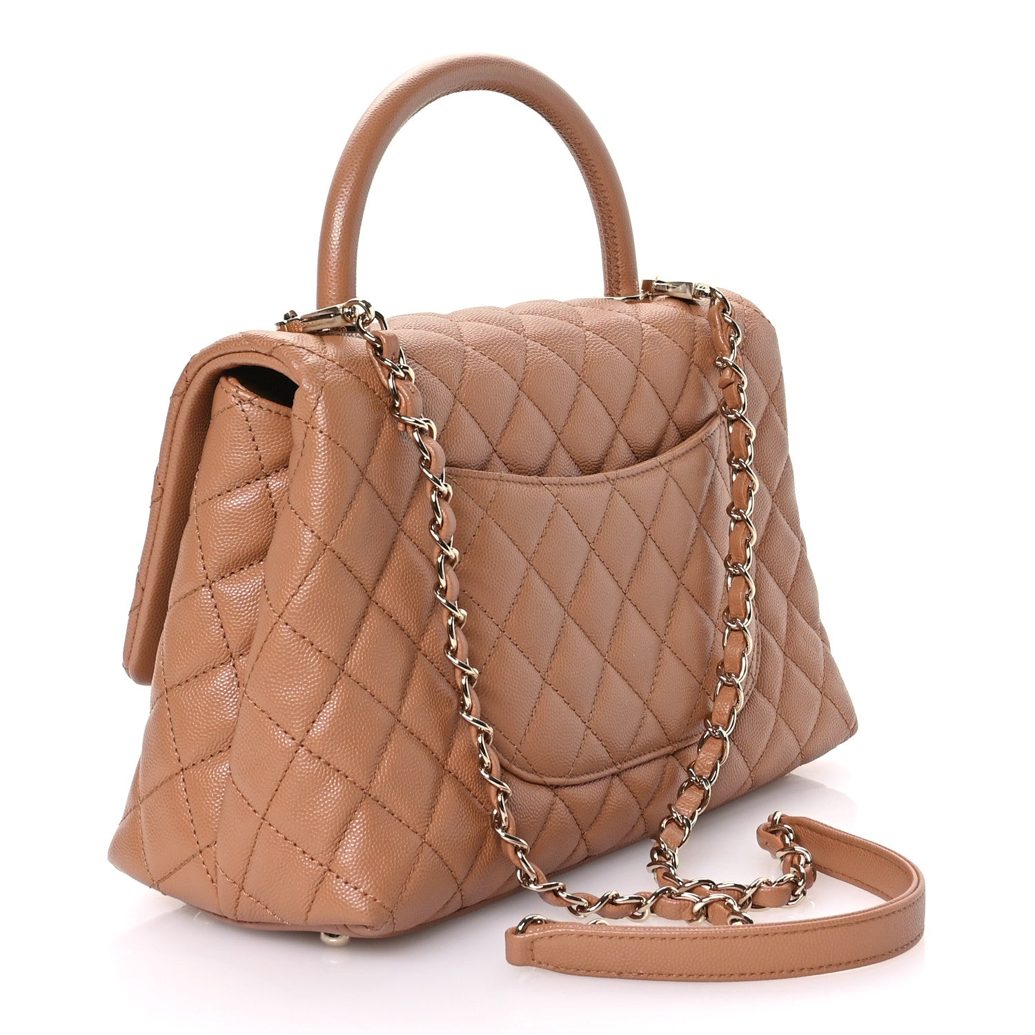 Chanel Caviar Quilted Small Coco Handle Flap Beige 3 of 11