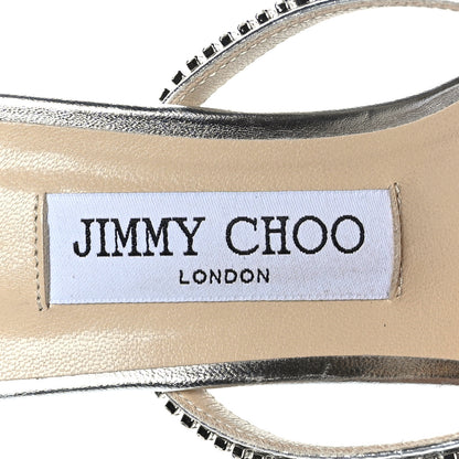 Jimmy Choo Metallic Calfskin Crystal Brea 65 Sandals 39 Silver 6 of 7