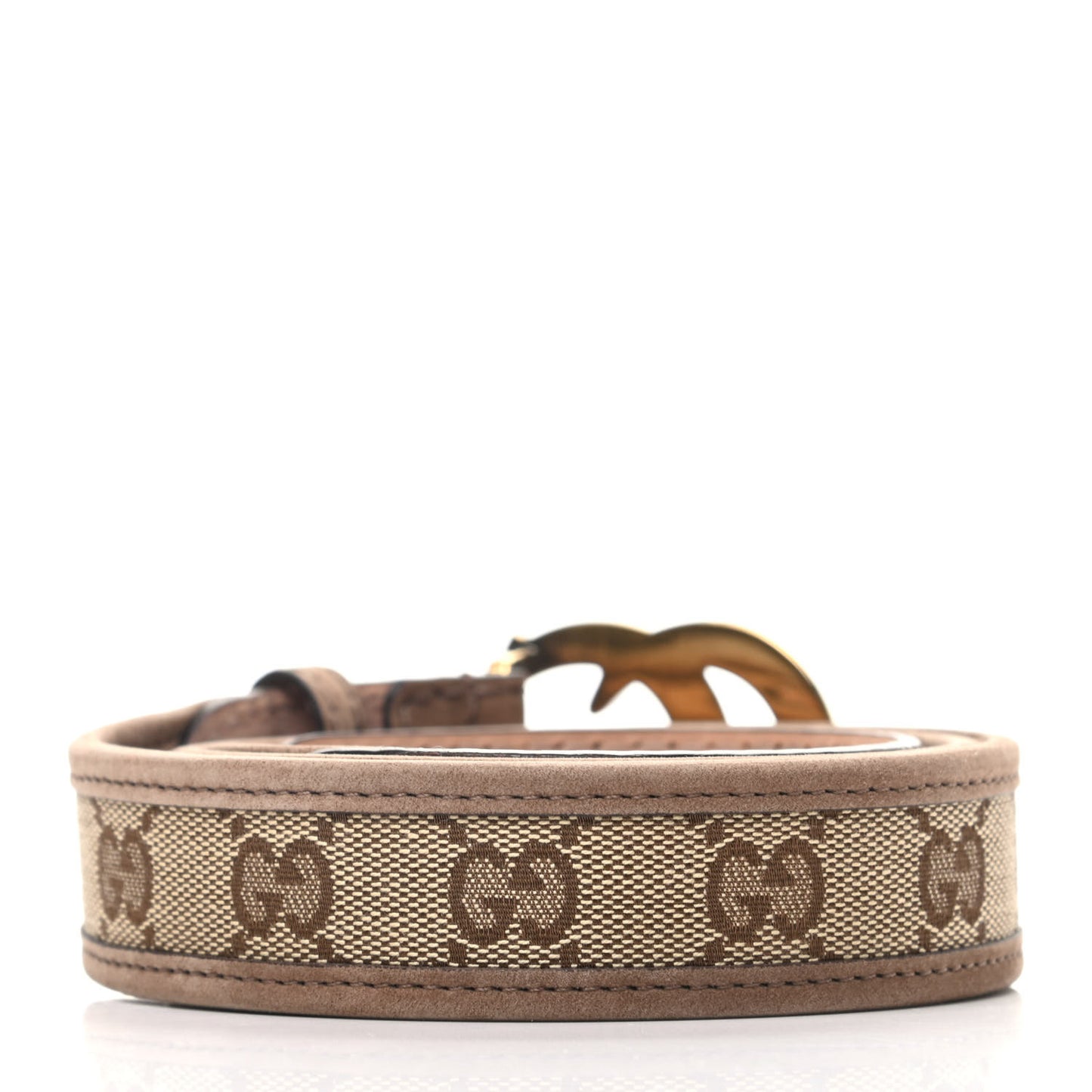 Monogram Suede Sculpted GG Belt 90 36 Brown