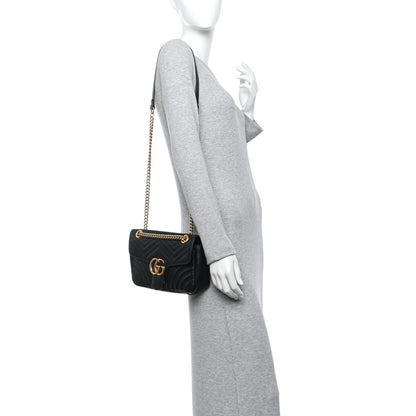 Gucci Calfskin Matelasse Small GG Marmont Shoulder Bag Black 2 of 13
