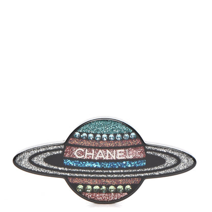 Chanel Glittered Resin Strass Planet Brooch Silver Blue Pink 1 of 6
