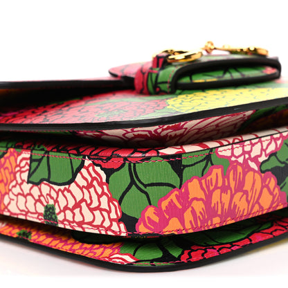 Gucci X KEN SCOTT New Shangai Calfskin Pomponica Print Horsebit 1955 Shoulder Bag Multicolor Fuxia Pompon 8 of 9