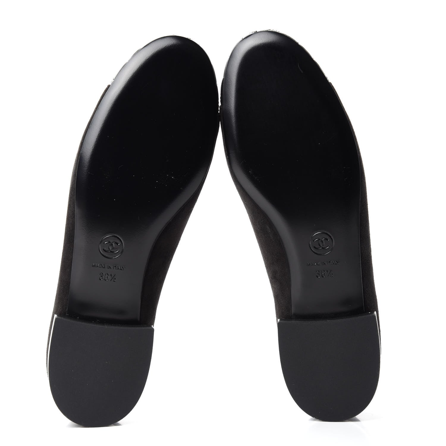 Chanel Suede Lambskin Quilted Pearl CC Cap Toe Ballerina Flats 36.5 Black 5 of 9