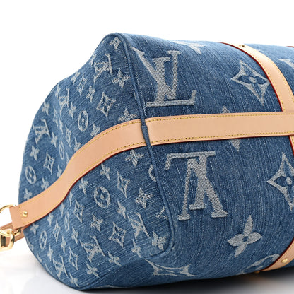 Louis Vuitton Denim Monogram New LV Remix Keepall Bandouliere 45 Blue 8 of 9