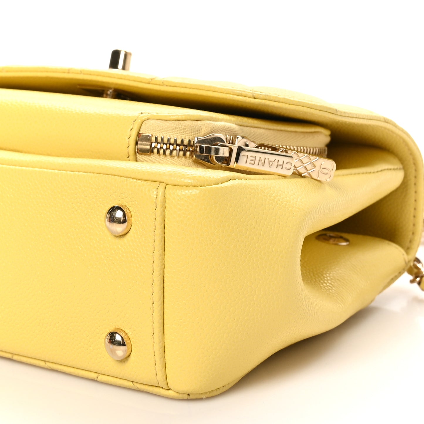 Caviar Quilted Small Business Affinity Flap Yellow