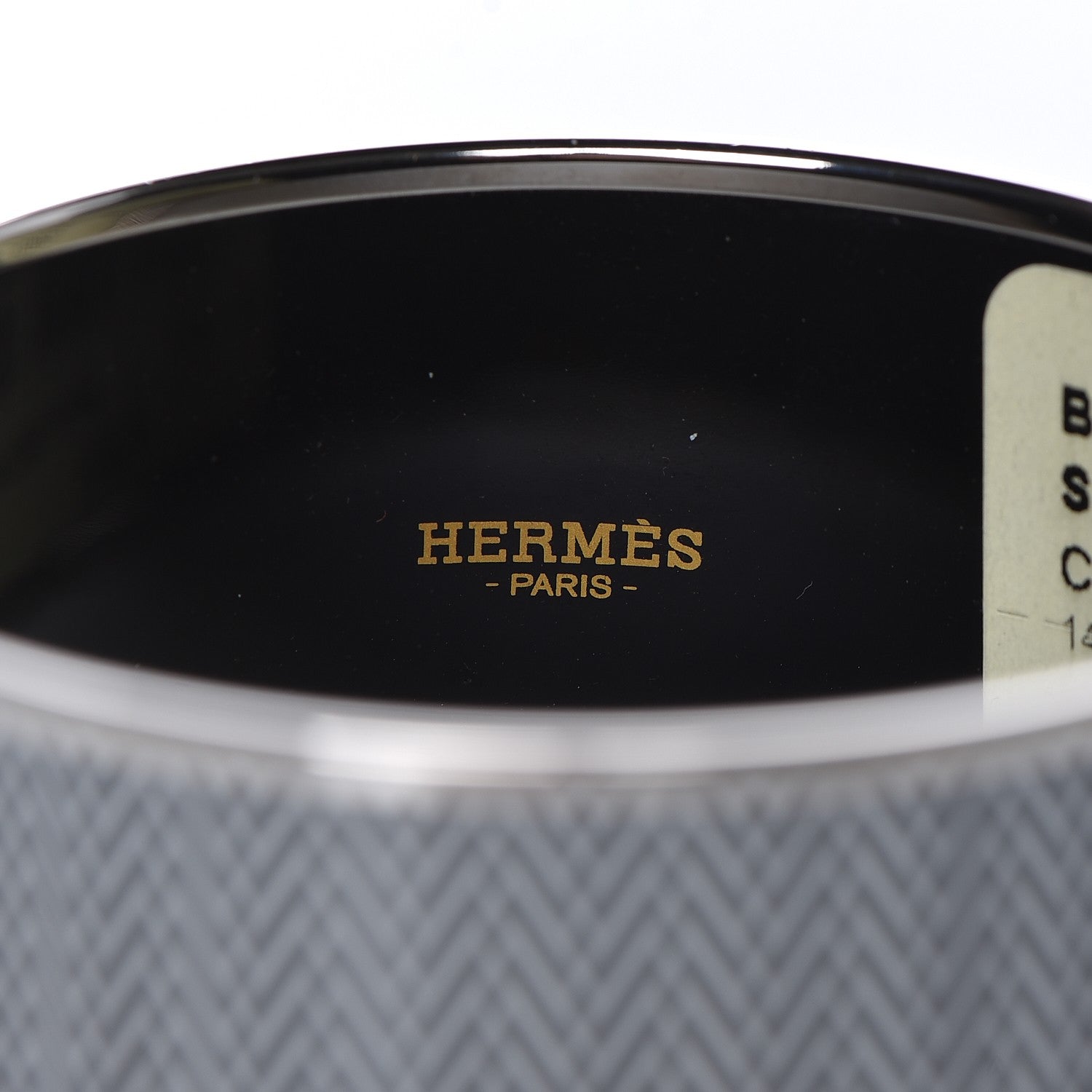 Hermes Enamel Printed Extra Wide Chevron Bracelet 65 Black 4 of 6