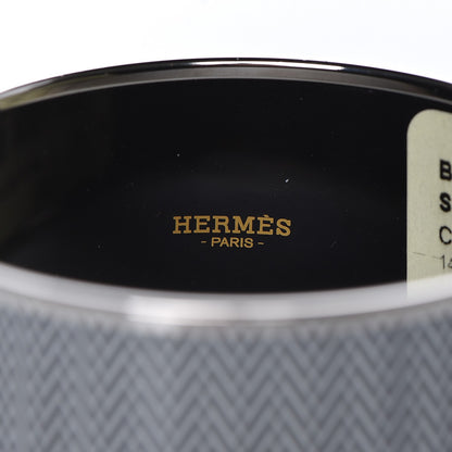 Hermes Enamel Printed Extra Wide Chevron Bracelet 65 Black 4 of 6