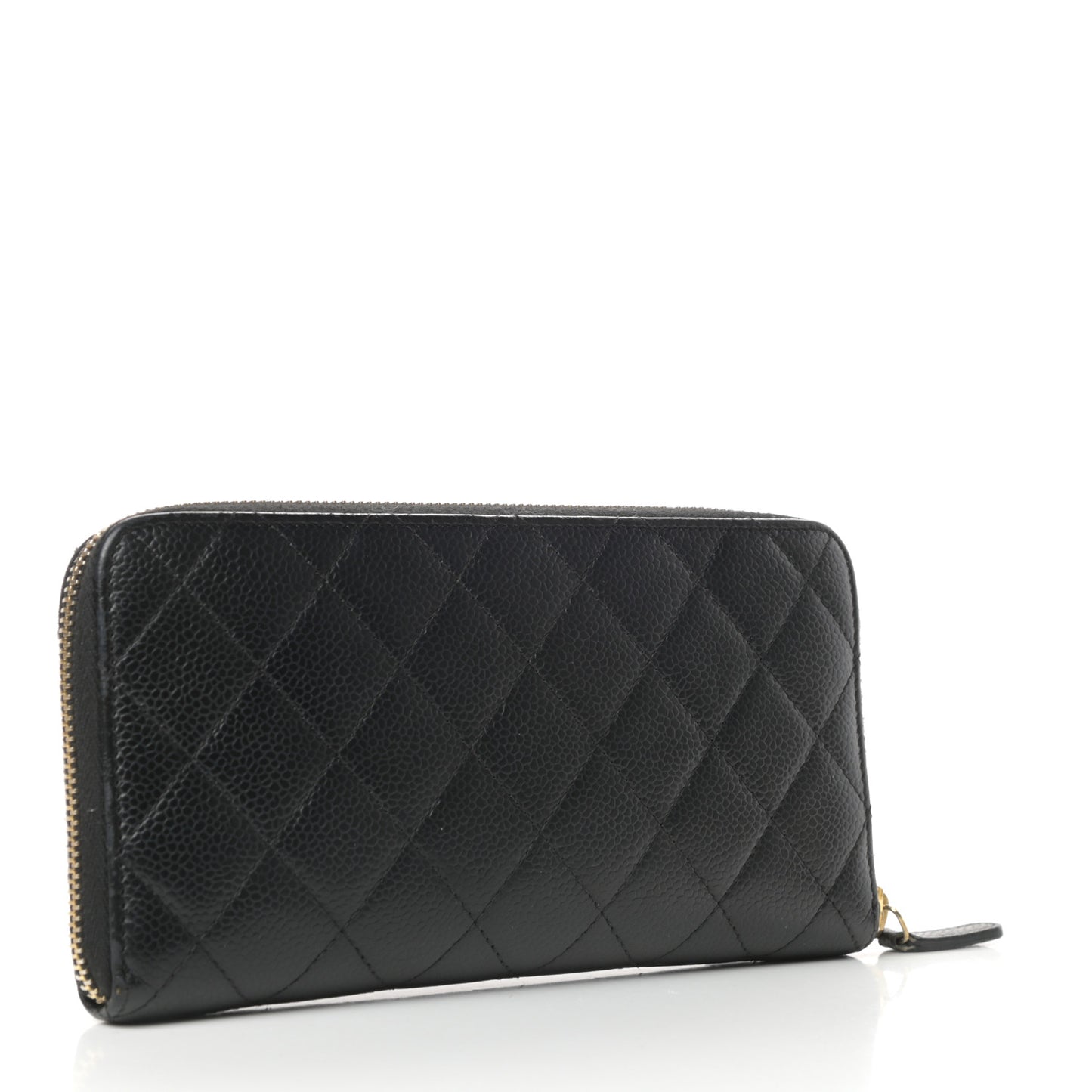 Caviar Quilted Large Gusset Zip Around Wallet Black