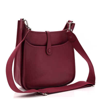 Hermes Taurillon Clemence EVELYNE III PM Rouge Grenat 3 of 11