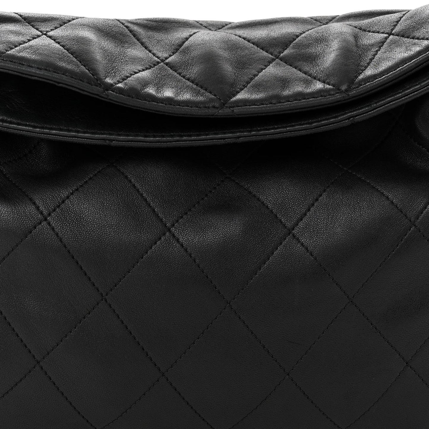 Lambskin Stitched Medium Ultimate Soft Tote Black