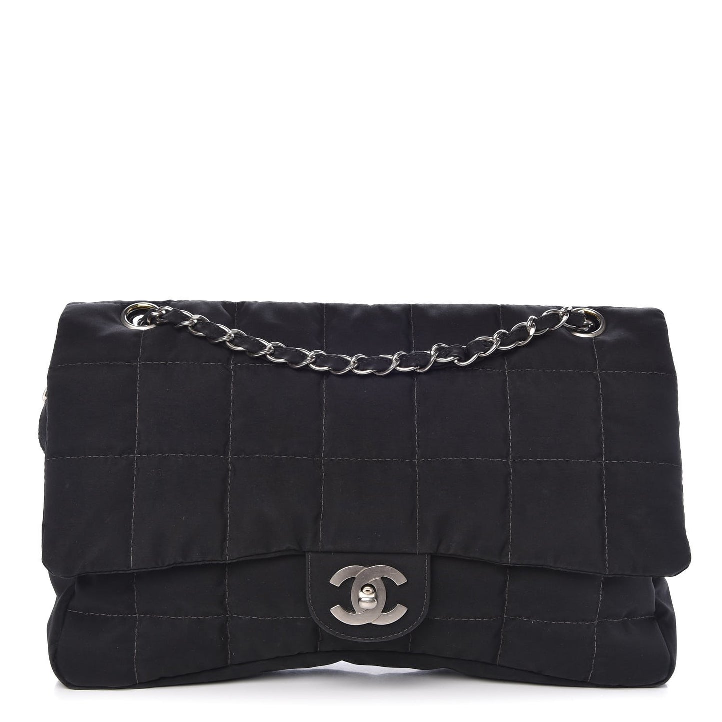 Nylon Square Quilted Flap Black