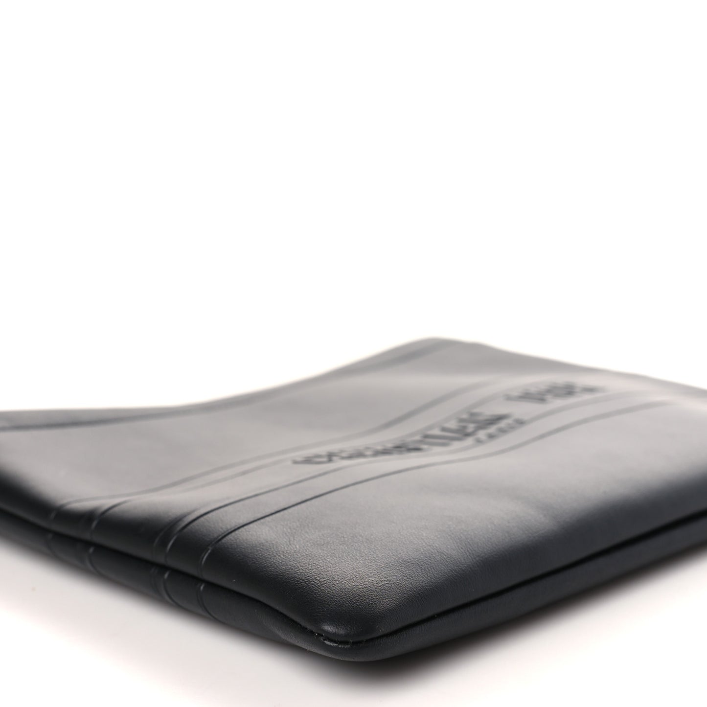 Calfskin Embossed Logo Zip Clutch Black