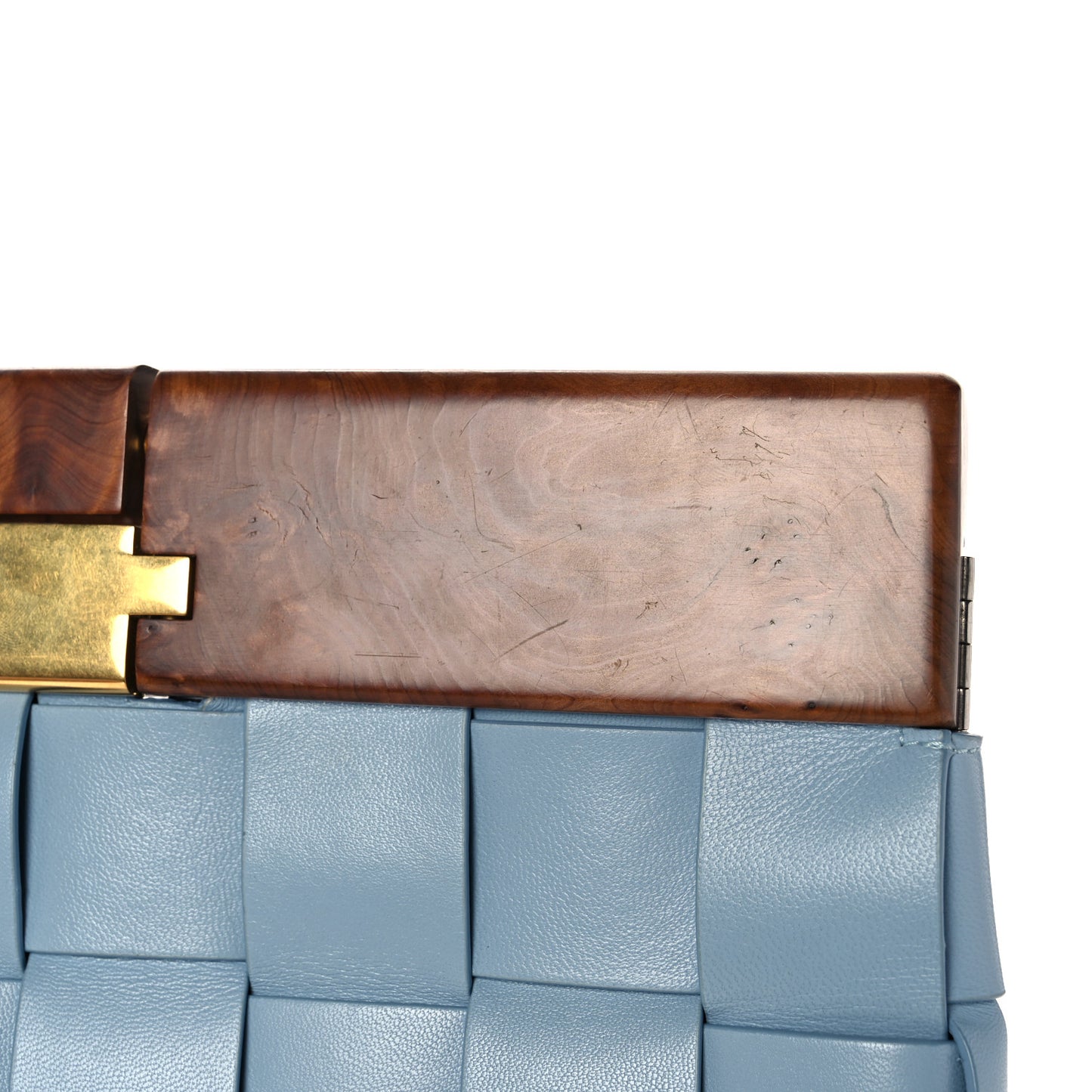 Nappa Intrecciato The Snap Clutch Ice Blue