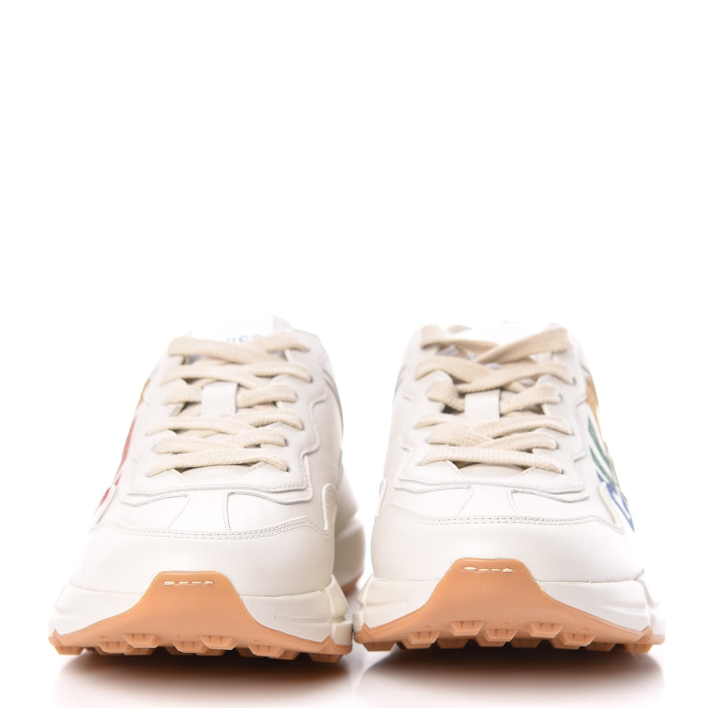Calfskin Glitter Game Logo Womens Rhyton Sneakers 35 Mystic White