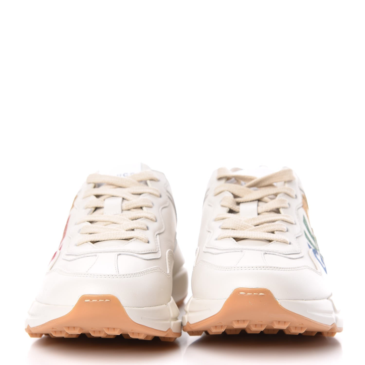 Gucci Calfskin Glitter Game Logo Womens Rhyton Sneakers 35 Mystic White 2 of 11