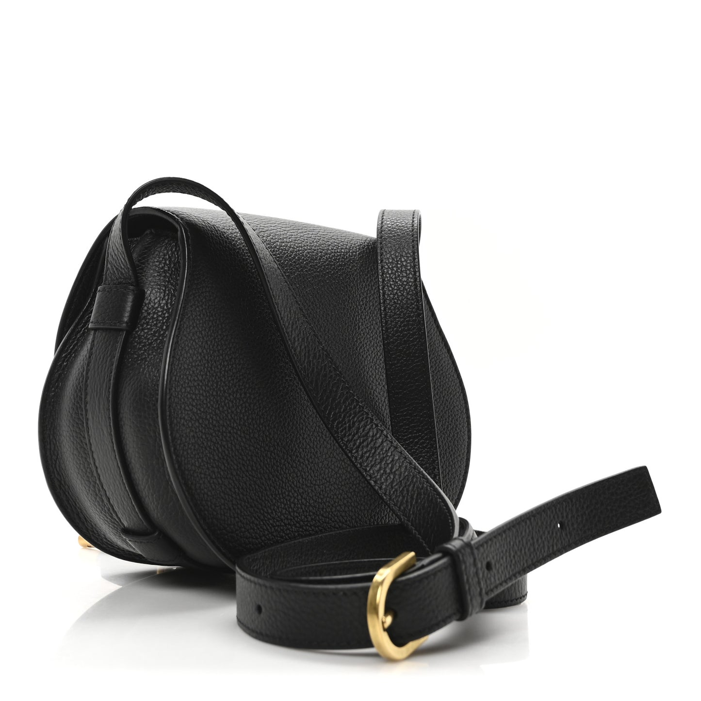 Calfskin Mini Marcie Round Crossbody Bag Black