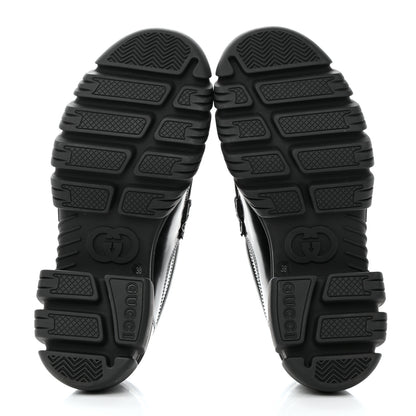 Gucci Magnum Calfskin Nappa Samoa Womens Horsebit Platform Chunky Lug Sole 40mm Loafers 38 Black 5 of 9