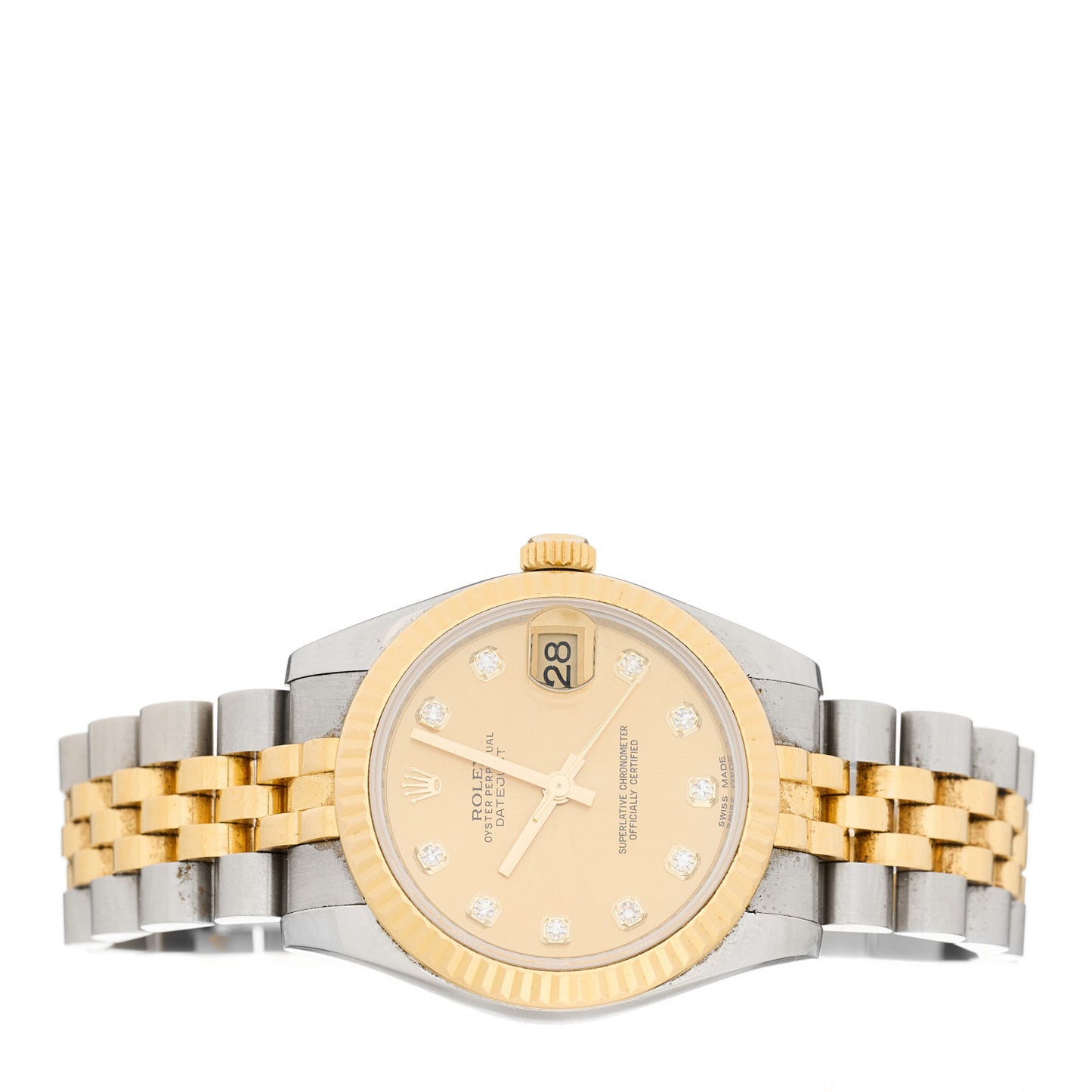 Stainless Steel 18K Yellow Gold Diamond 31mm Oyster Perpetual Datejust Watch Champagne 178273