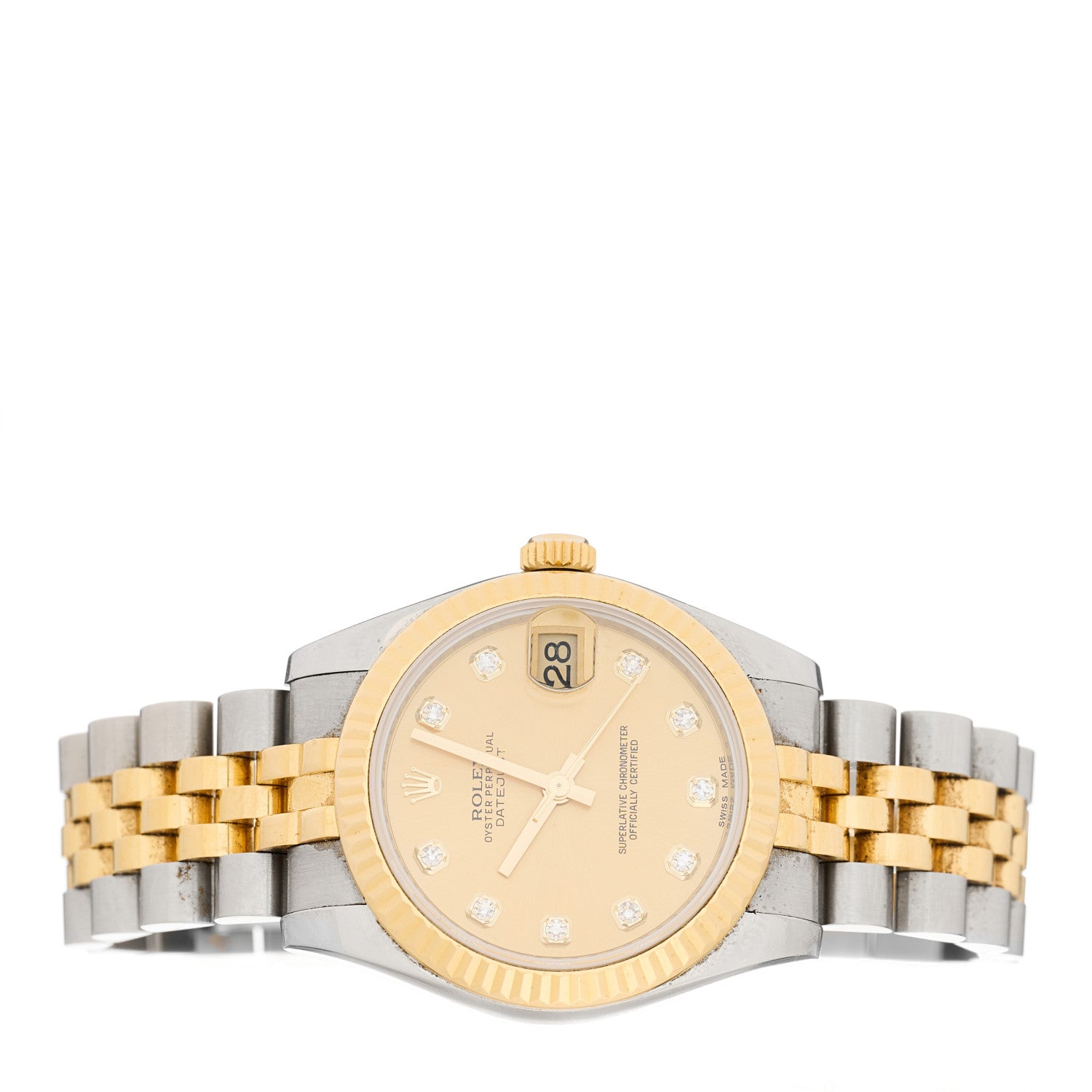 Rolex Stainless Steel 18K Yellow Gold Diamond 31mm Oyster Perpetual Datejust Watch Champagne 178273 2 of 5
