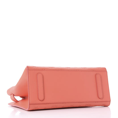 MCM Calfskin Ottomar Monogram Medium Essential Tote Hot Coral 3 of 9