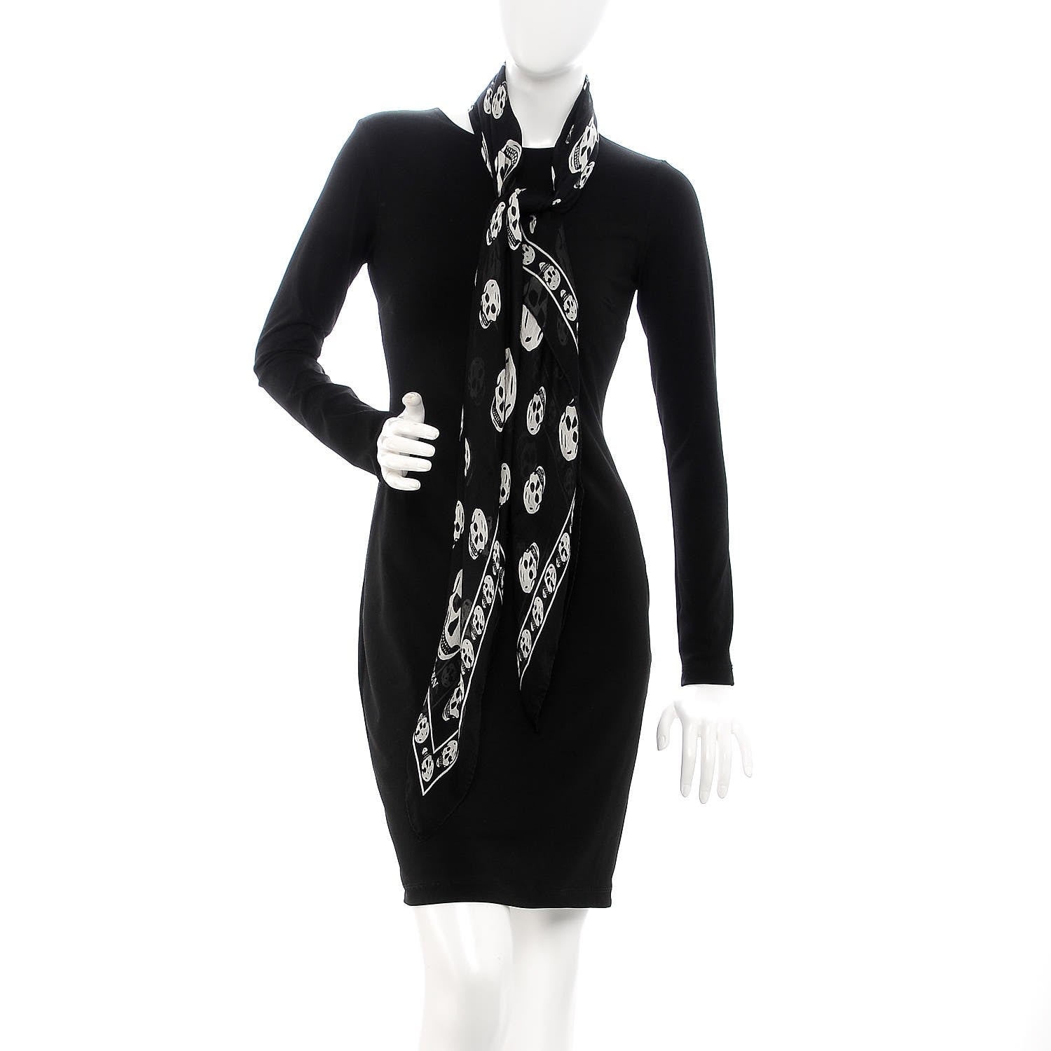 Alexander McQueen Silk Chiffon Skull Scarf Black Ivory 2 of 7