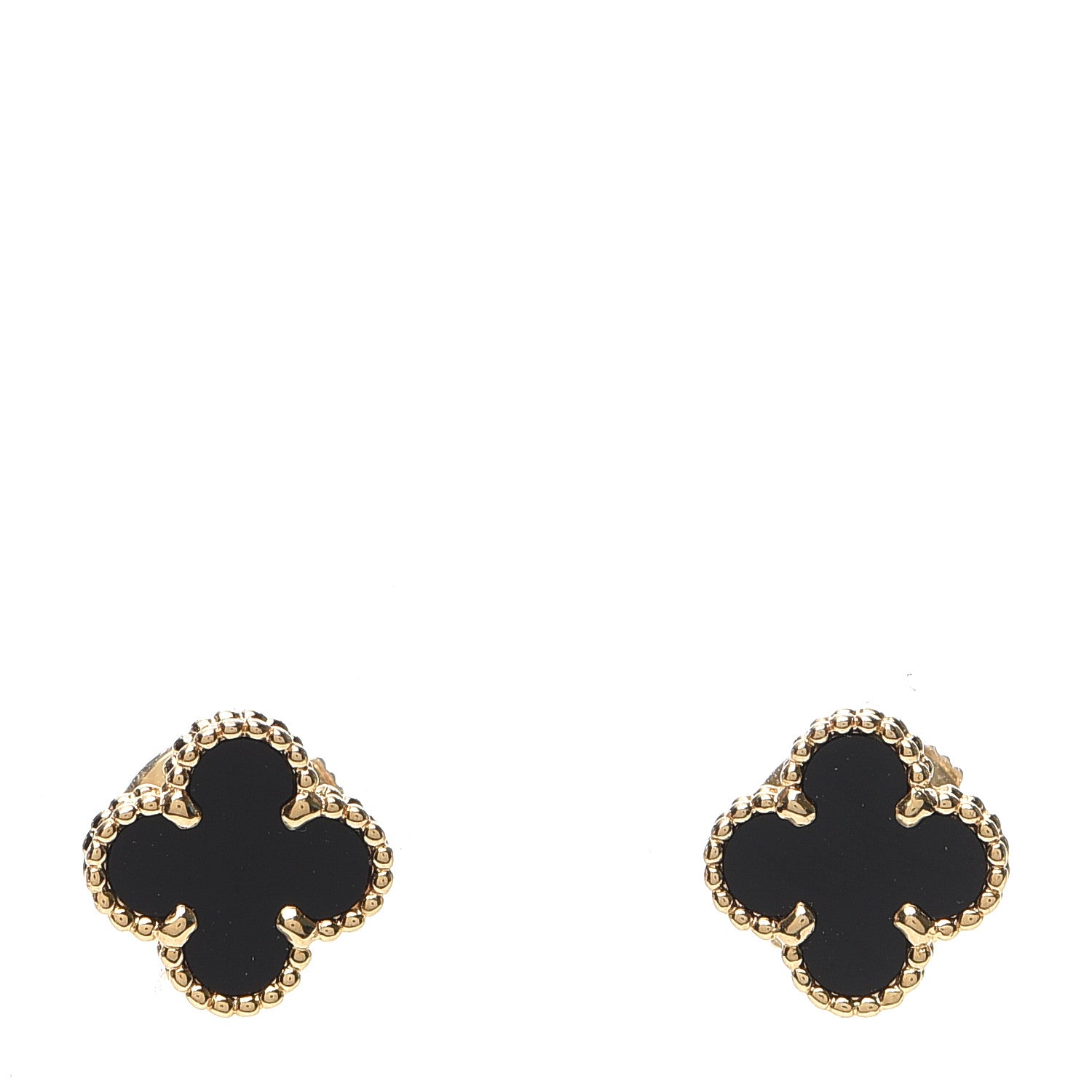 Van Cleef & Arpels 18K Yellow Gold Black Onyx Sweet Alhambra Earrings 1 of 6