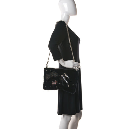 Miu Miu Rabbit Fur Embellished Crossbody Black 2 of 13