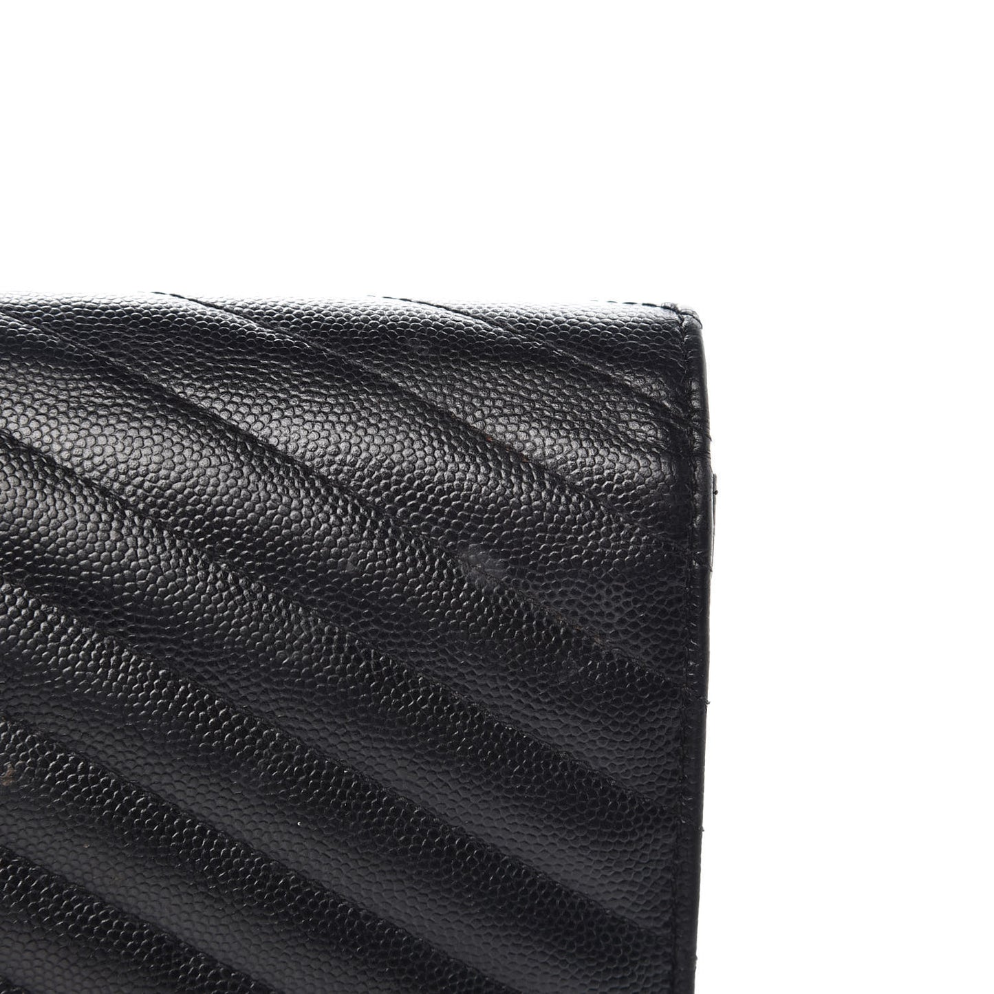 Grain De Poudre Matelasse Chevron Monogram Envelope Chain Wallet Black