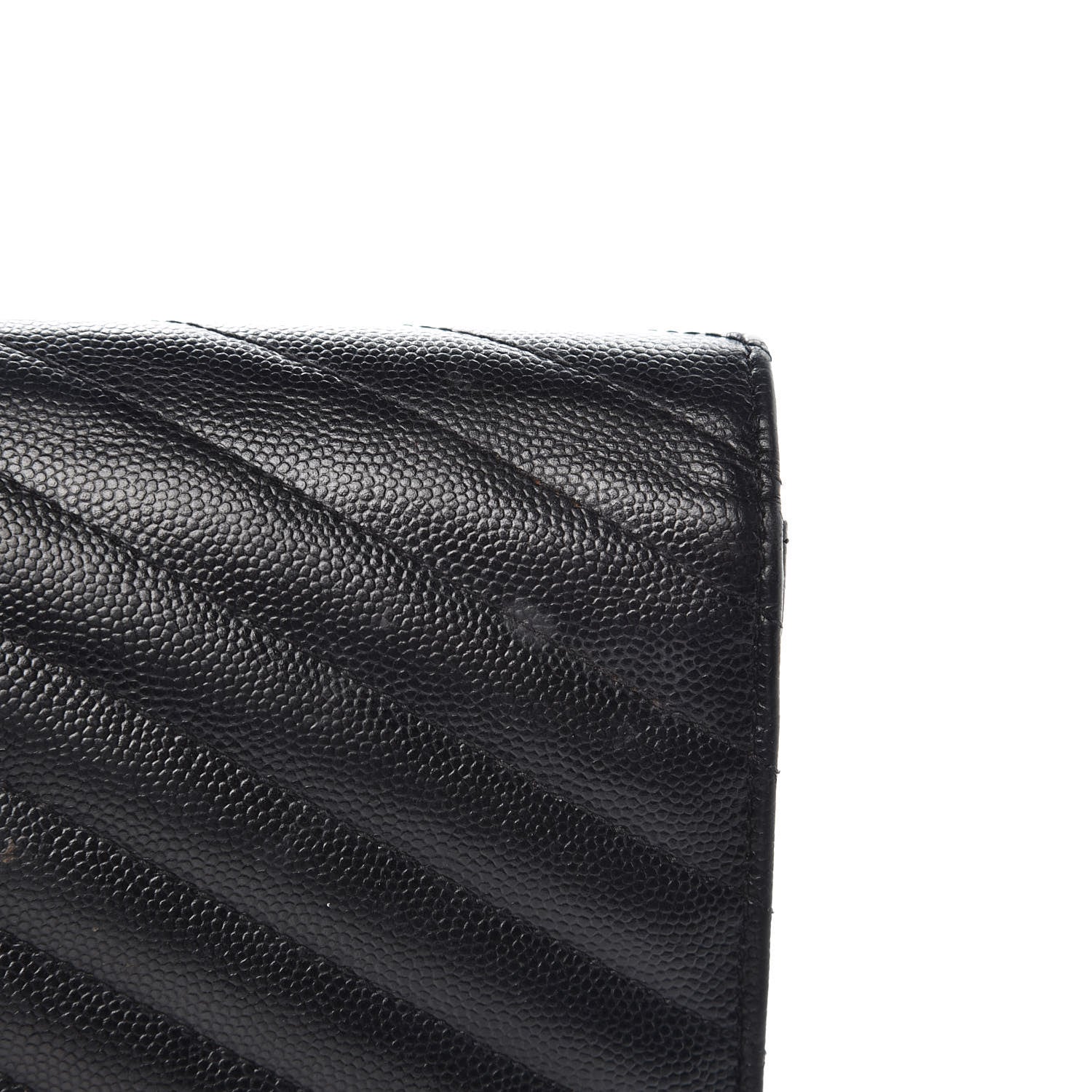 Saint Laurent Grain De Poudre Matelasse Chevron Monogram Envelope Chain Wallet Black 8 of 15