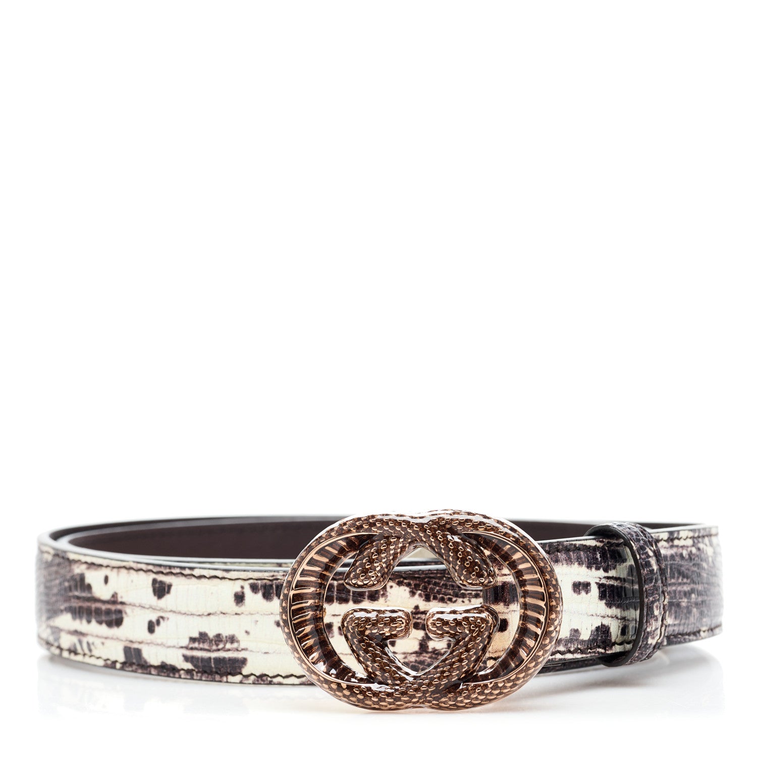 Gucci Calfskin Embossed Tejus Painted Double G 25mm Belt 85 34 Rock Salmon 1 of 6