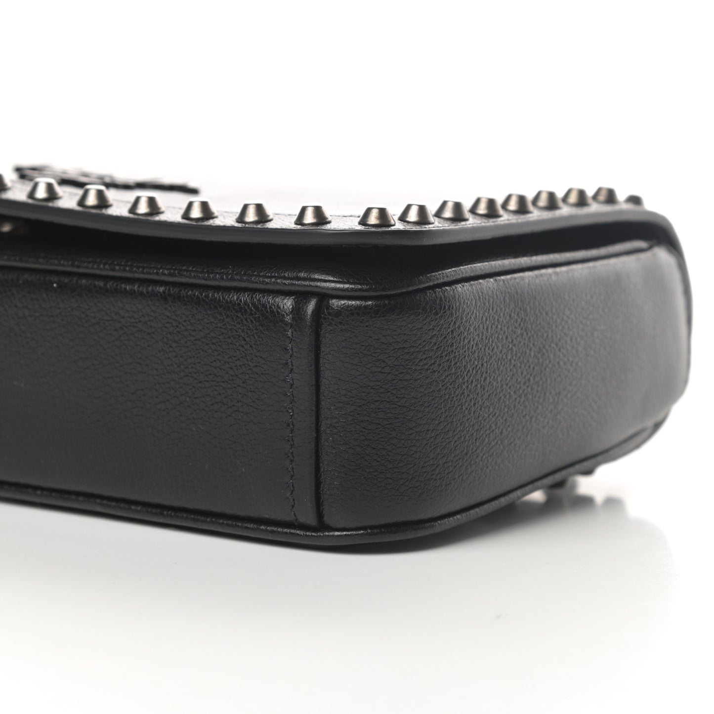 Glace Calfskin Studded Crossbody Black