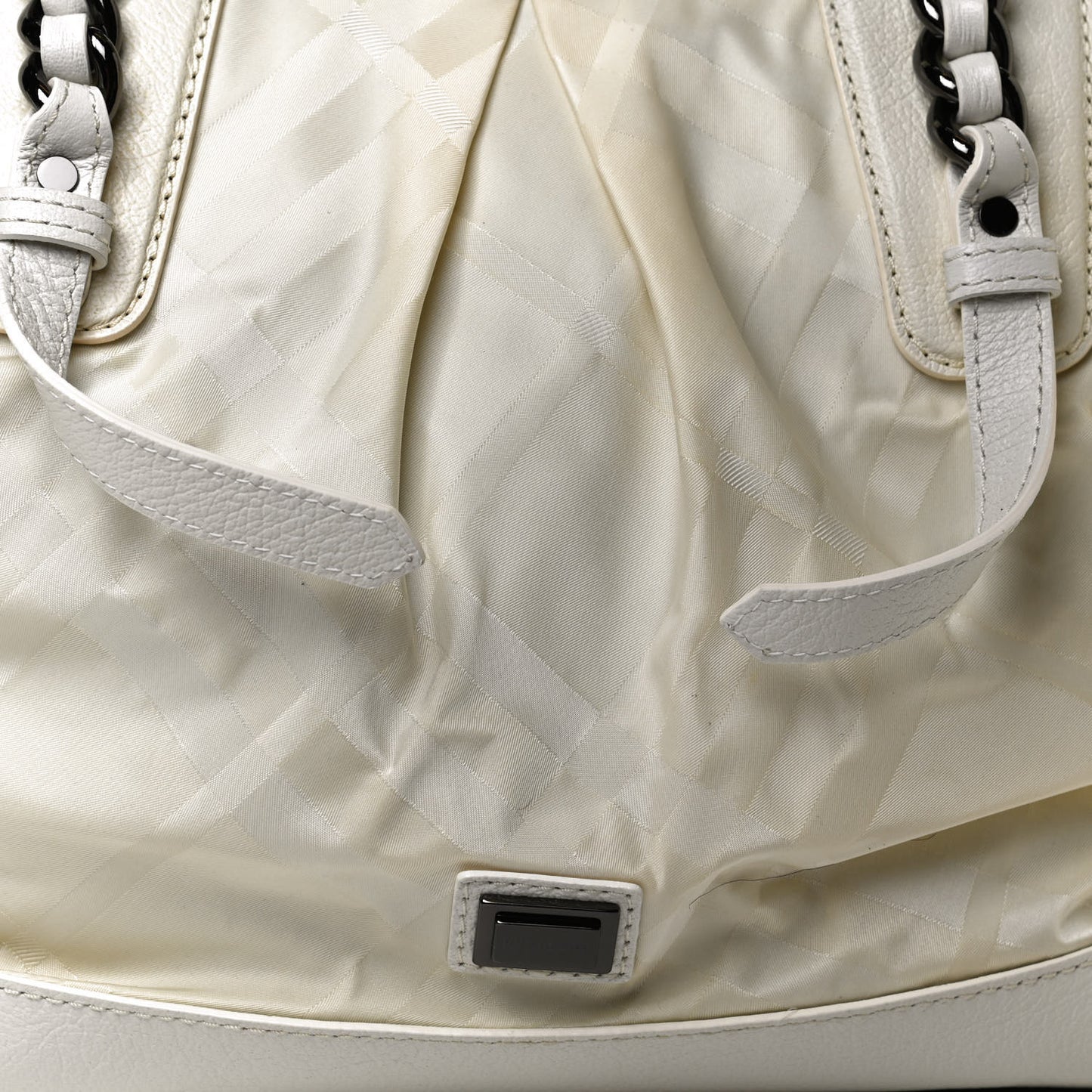 Nylon Beat Check Shoulder Bag White