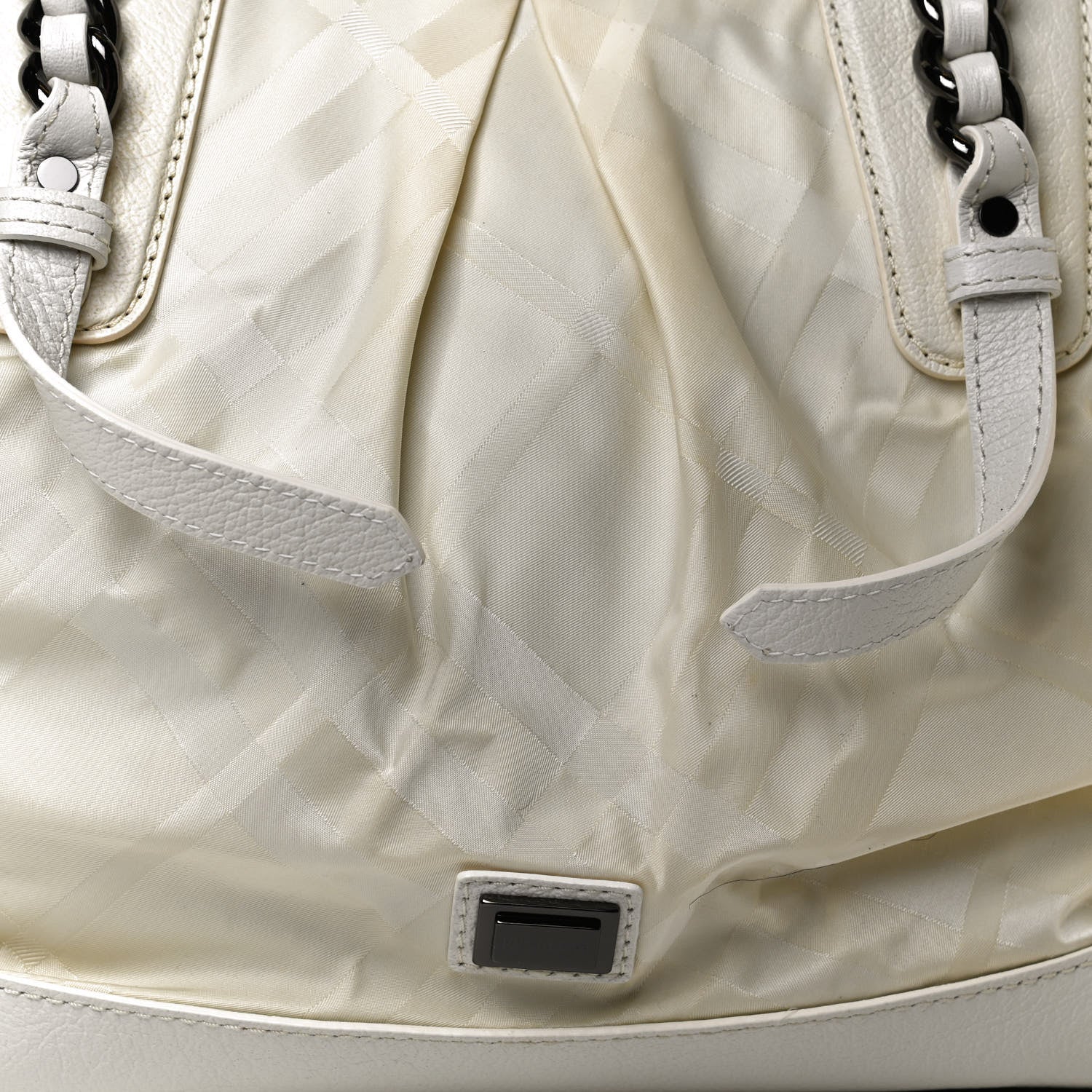 Burberry Nylon Beat Check Shoulder Bag White 10 of 14