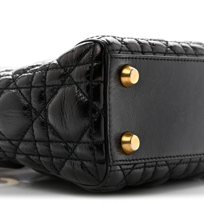 Christian Dior Crinkled Patent Cannage Small Lucky Badges My Lady Dior Black 9 of 13