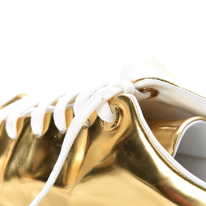 Louis Vuitton Metallic Calfskin Frontrow Sneakers 37.5 Gold 8 of 12