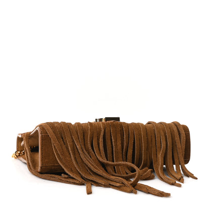 Saint Laurent Suede Fringe Small Monogram Satchel Light Ocre 4 of 10