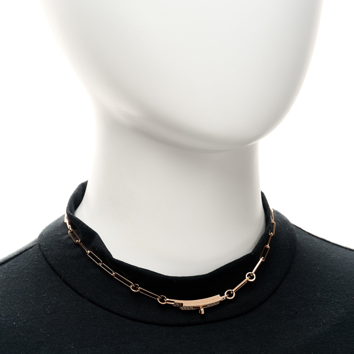 Hermes 18K Rose Gold Diamond Pave Kelly Chaine Choker Necklace 2 of 6