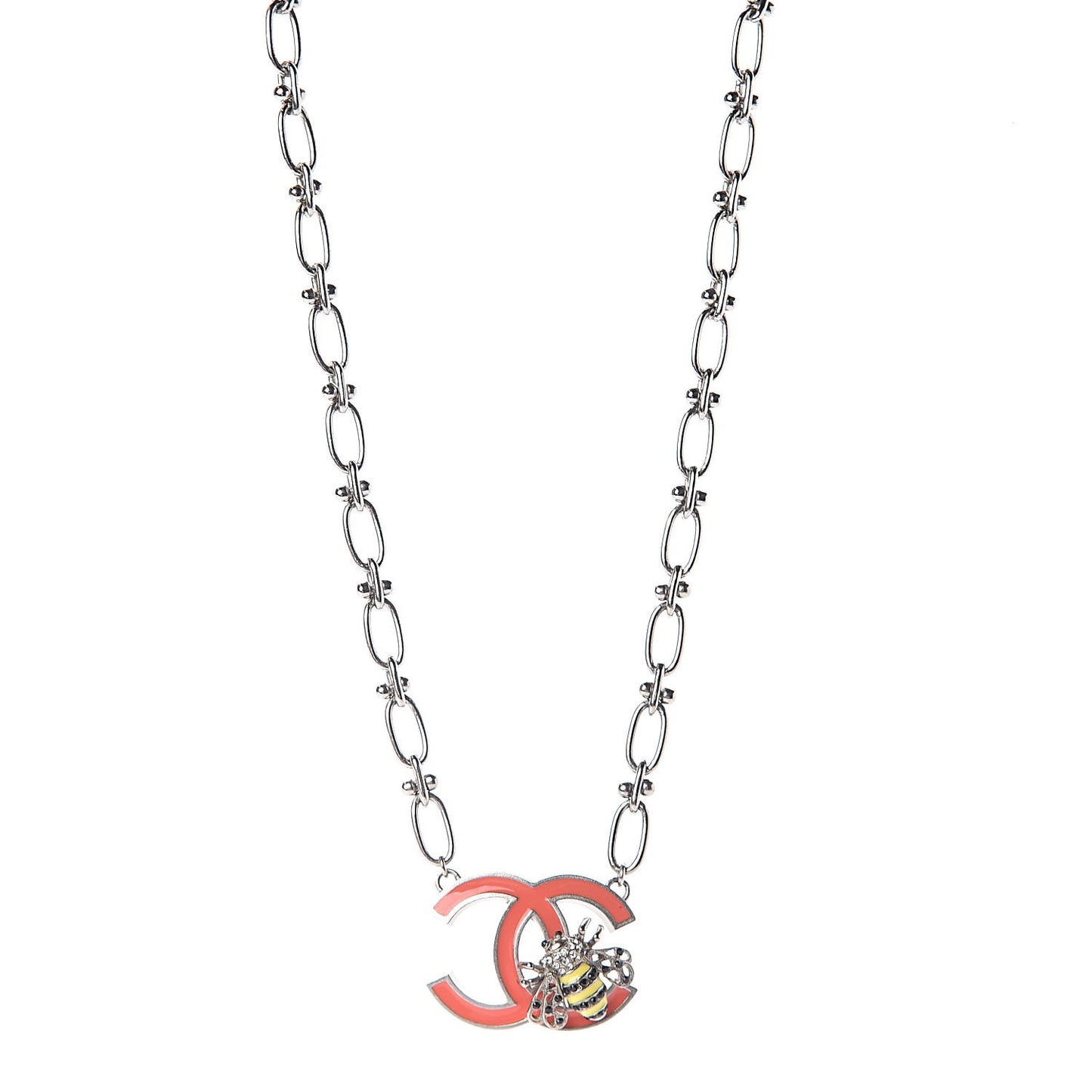 Crystal Bee Pendant Necklace Silver Multicolor