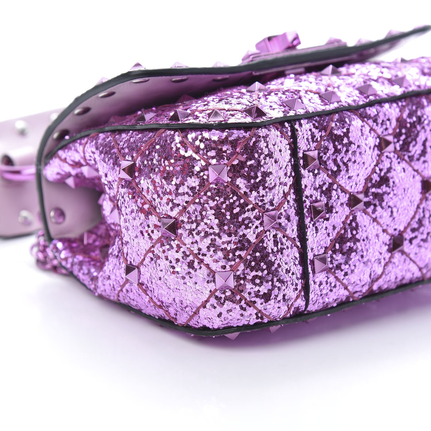 Valentino Garavani Glitter Micro Rockstud Spike Shoulder Bag Water Lilac 8 of 10