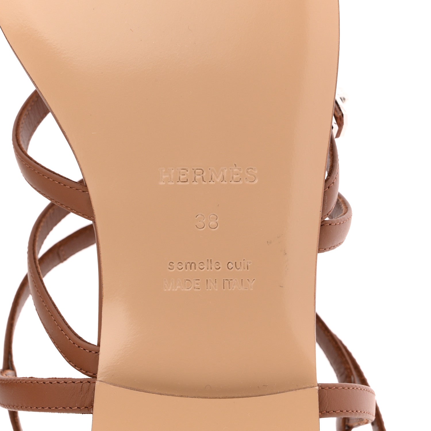 Hermes Calfskin Lullaby Sandals 38 Gold 7 of 9