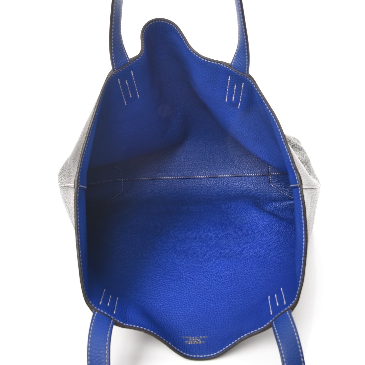 Taurillon Clemence Double Sens 36 Reversible Tote Graphite Bleu Electrique