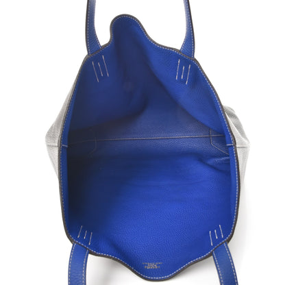 Hermes Taurillon Clemence Double Sens 36 Reversible Tote Graphite Bleu Electrique 8 of 24