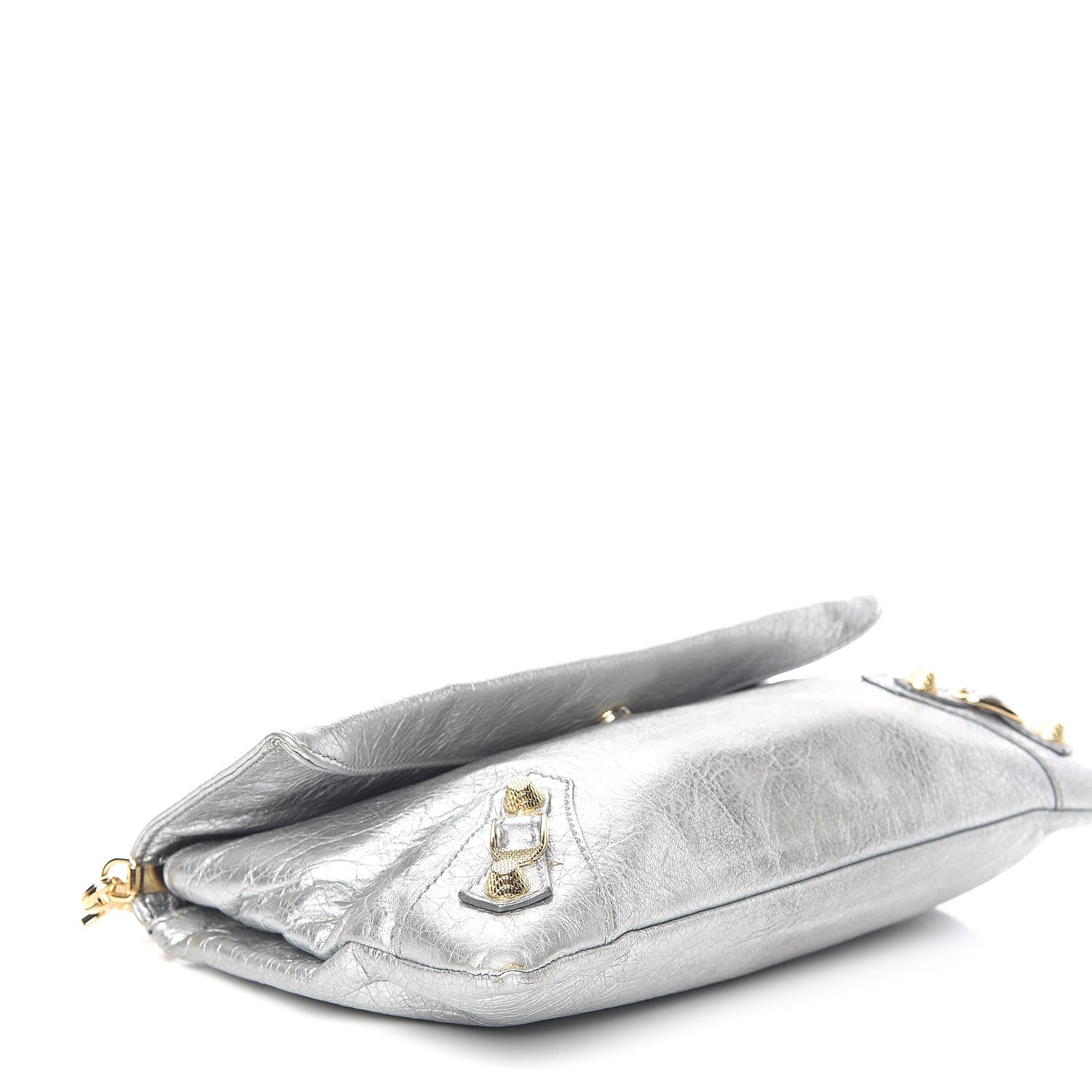 Balenciaga Agneau Giant 12 Gold Hardware Envelope Strap Clutch Gris Aluminum 4 of 11
