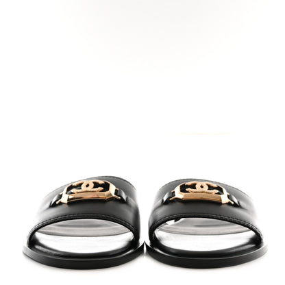 Chanel Shiny Calfskin CC Mules 39 Black 2 of 9