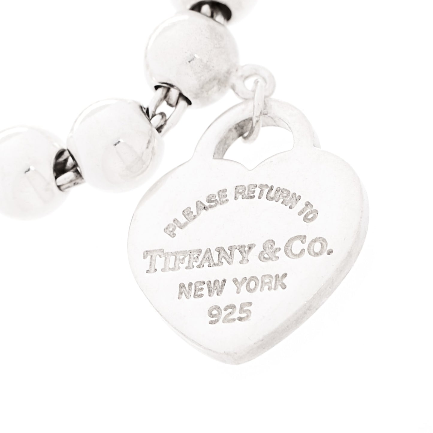 Sterling Silver Enamel 4mm Return to Tiffany Heart Tag Bead Bracelet Pink