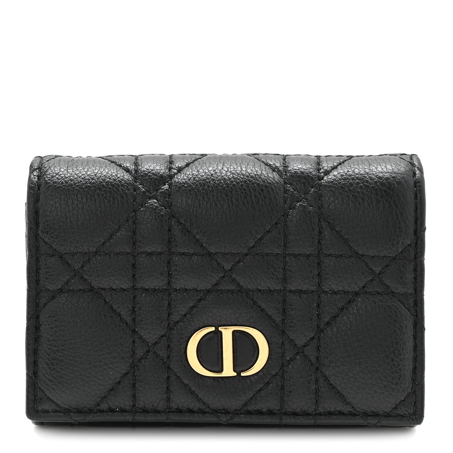 Supple Calfskin Cannage Caro Glycine Wallet Black