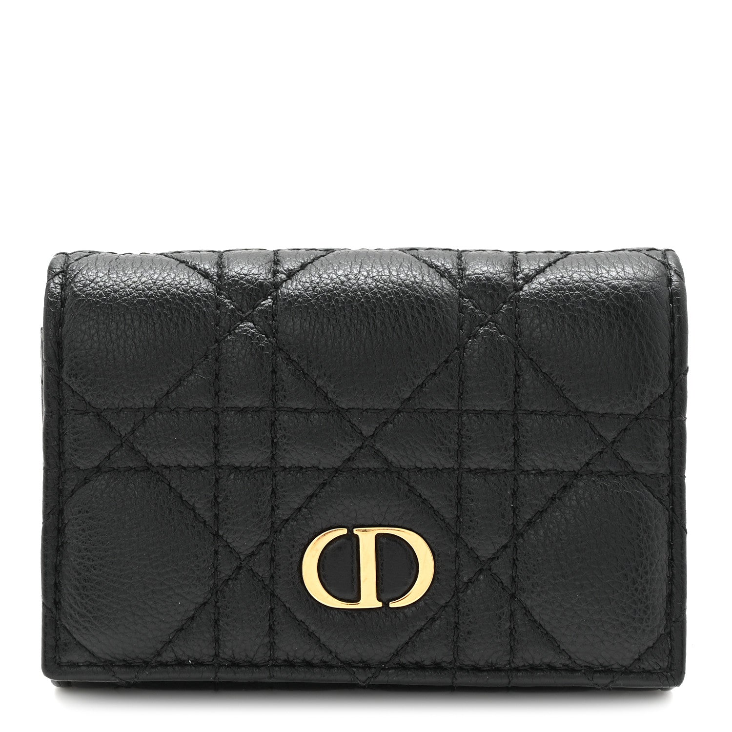 Christian Dior Supple Calfskin Cannage Caro Glycine Wallet Black 1 of 8