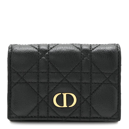 Christian Dior Supple Calfskin Cannage Caro Glycine Wallet Black 1 of 8