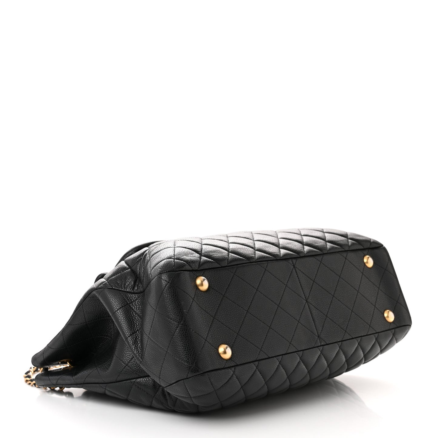 Caviar Quilted Flap Tote Black